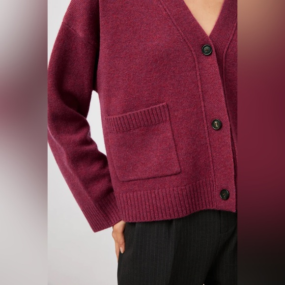 Rails Lindi Wool Cashmere Front Pocket Cardigan Sweater Size Large NWT Magenta - Picture 3 of 7